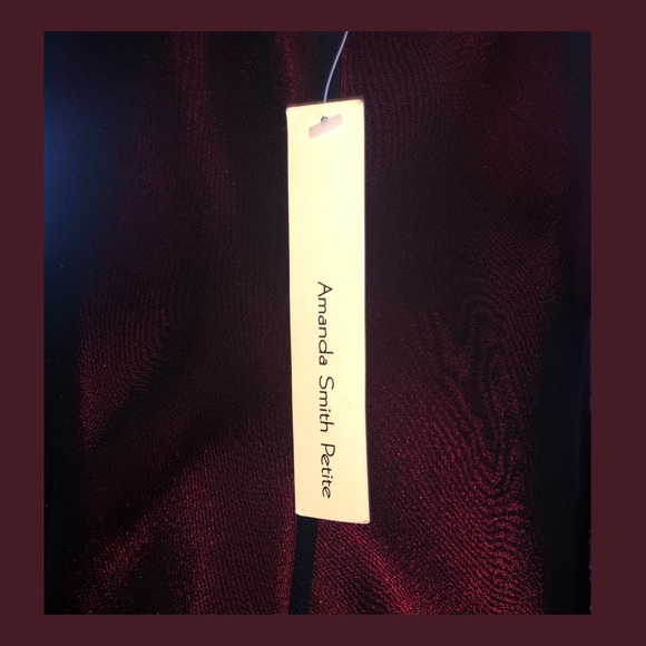 Red Satin Sheen Sequin Semi Formal Layered Petite - Picture 4 of 9